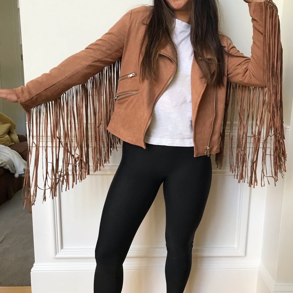 Olivaceous Suede Fringe Moto Jacket (12th Tribe)